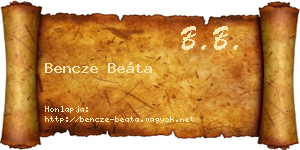 Bencze Beáta névjegykártya