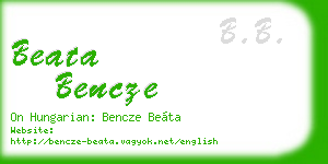 beata bencze business card