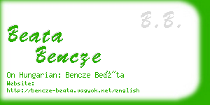 beata bencze business card